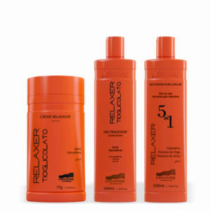 Kit Relaxer Creme, Neutralizante e Reconstrutor 5x1 Tioglicolato Profissional Kenwee
