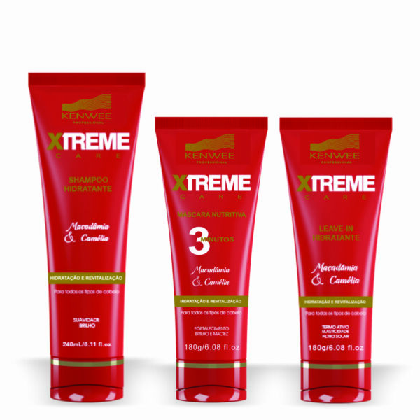 Kit Shampoo, Máscara Nutritiva 3 minutos e Leave-in Xtreme Home Care Kenwee