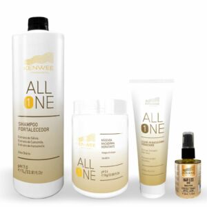 Kit Shampoo, Máscara, Leave-in e Óleo de Argan All-One Profissional Kenwee